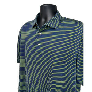 Peter Millar Summer Comfort Duet Performance Jersey Striped Polo Blue Yellow L